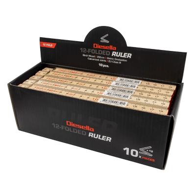 Tommestok 2M med 12 led i birketræ (klasse III)